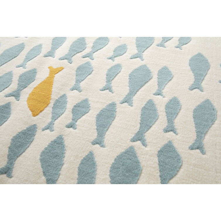 Harriet Bee Eveland Fish Blue/Orange/Cream Rug Wayfair.co.uk